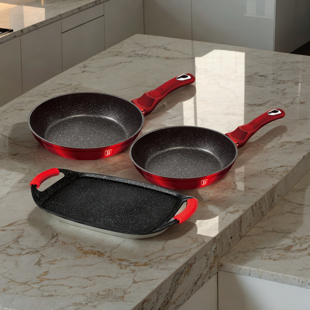 ENSEMBLE DE 2 POÊLES À FRIRE ET ASSIETTES À GRILLER