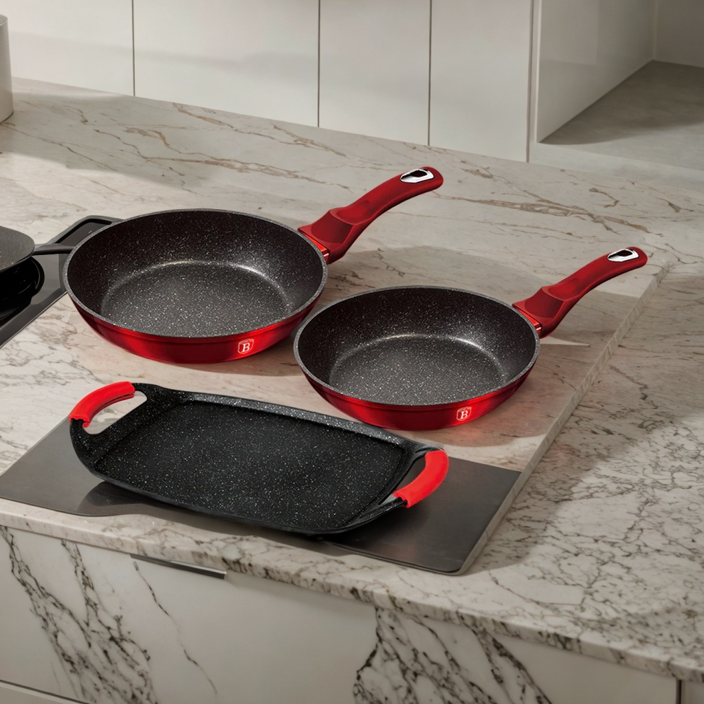 ENSEMBLE DE 2 POÊLES À FRIRE ET ASSIETTES À GRILLER