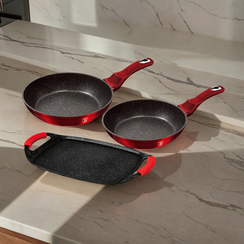 ENSEMBLE DE 2 POÊLES À FRIRE ET ASSIETTES À GRILLER