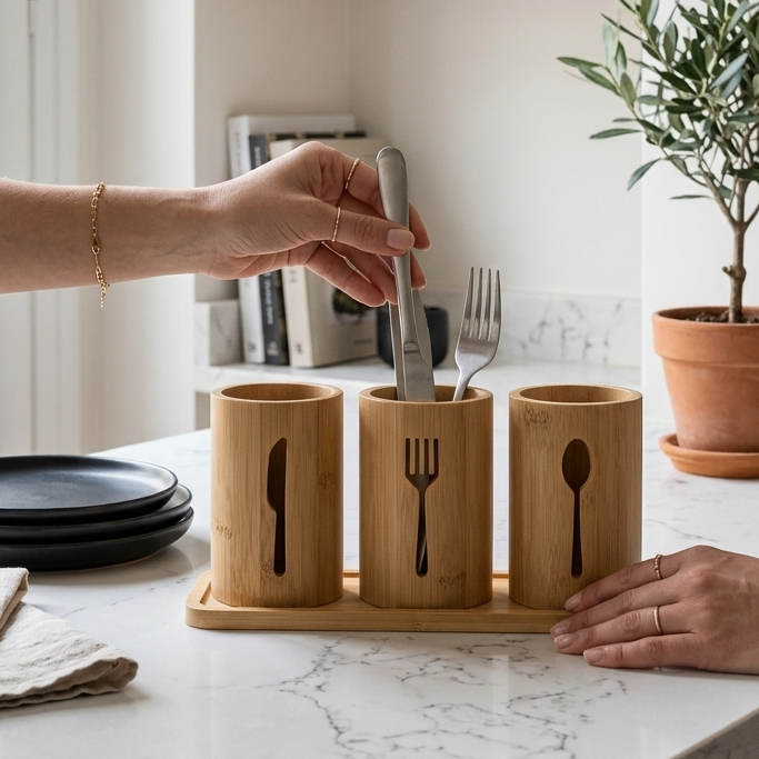 Porte-Ustensiles en Bambou I Chic & Ordonné