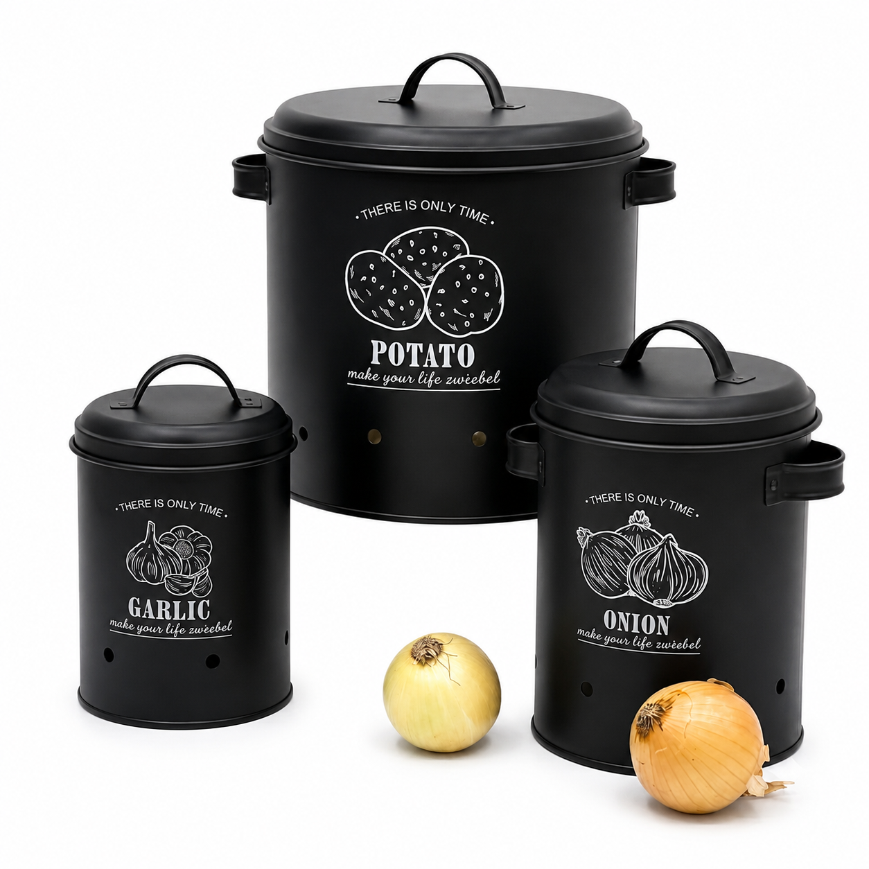 Lot de 3 Boîtes De Rangement I Légumes - Ail - Onion