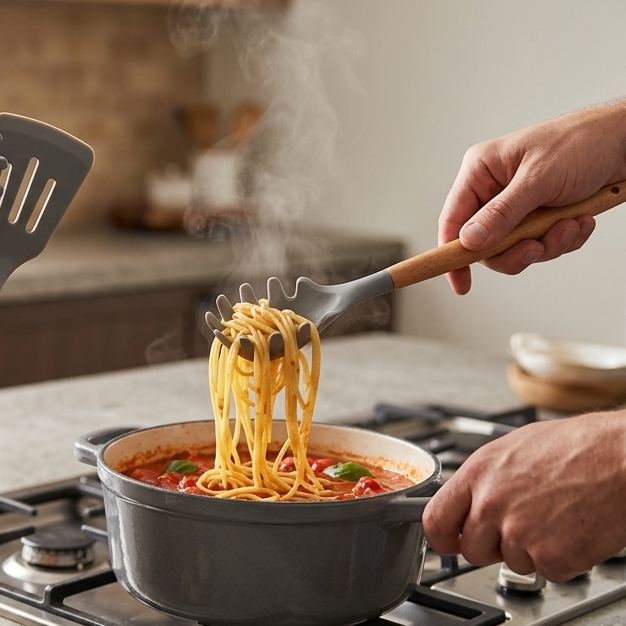 Set de 5 Ustensiles de Cuisine en Bambou Gris