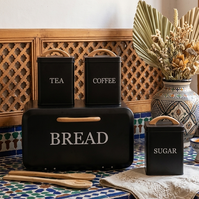Ensemble de cuisine avec 3 bocaux | Conservation Optimale