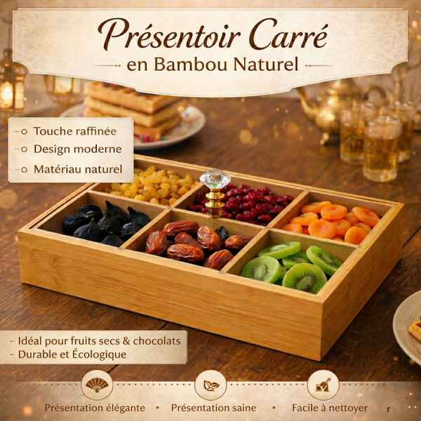 PRÉSENTOIR CARRÉ EN BAMBOU