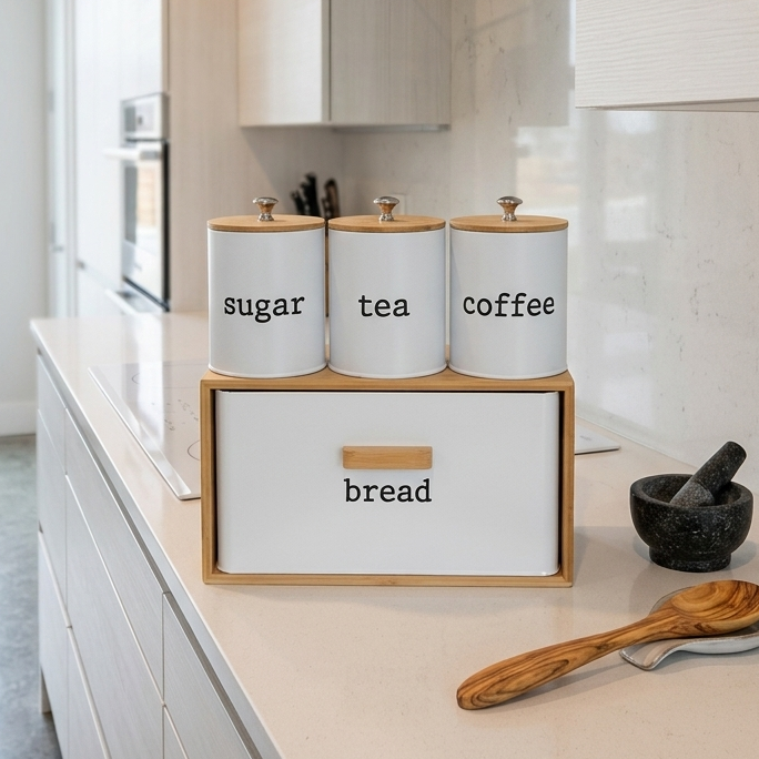 Ensemble de cuisine avec 3 bocaux | Stockage pratique