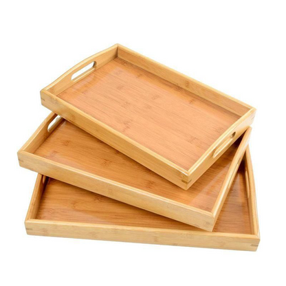 SET DE 3 PLATEAUX EN BAMBOU