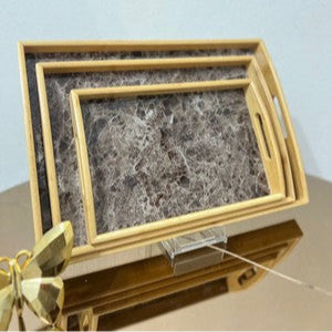 LOT DE 3 PLATEAUX EN BAMBOU