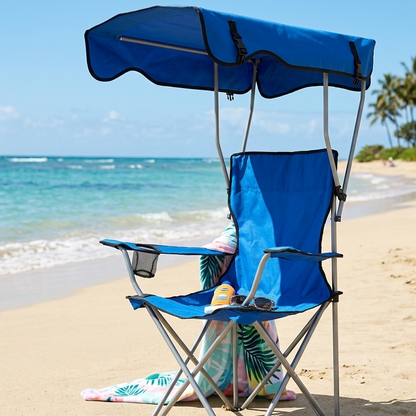 Chaise de Camping Pliante / Auvent Anti-UV Intégré