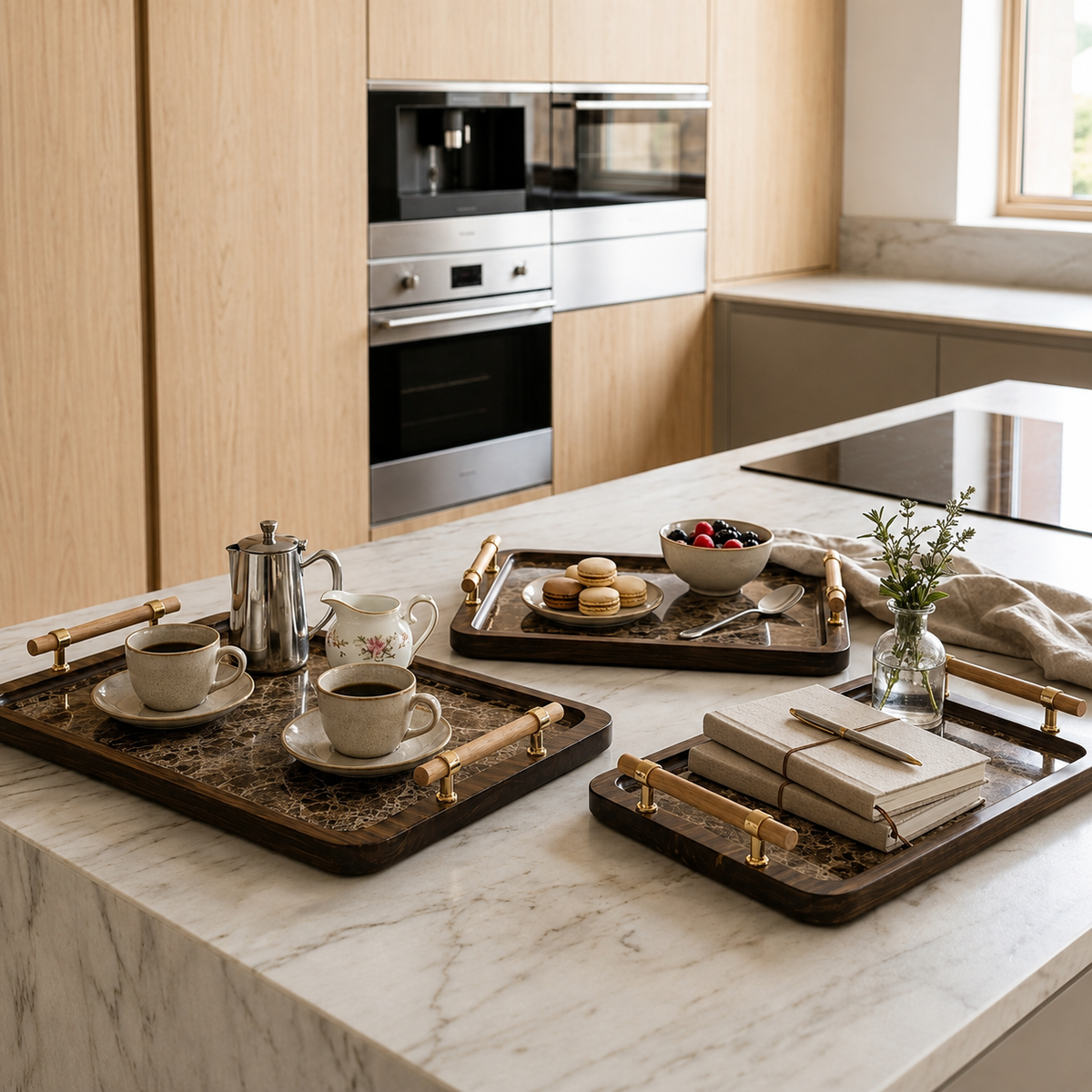 Set de 3 Plateaux Marbre | La Touche Douce & Naturelle