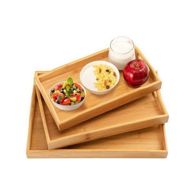 SET DE 3 PLATEAUX EN BAMBOU