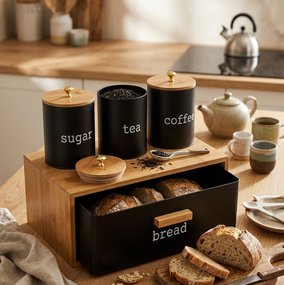 Ensemble de cuisine avec 3 bocaux | Stockage pratique