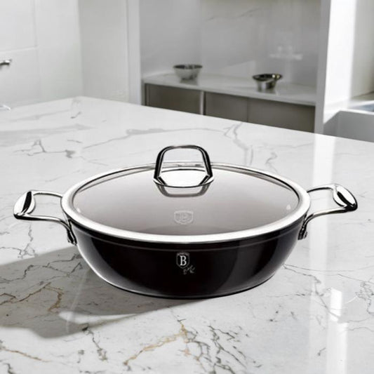 MARMITE EN MARBRE 28 CM NOIR ARGENT