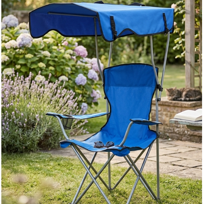Chaise de Camping Pliante / Auvent Anti-UV Intégré