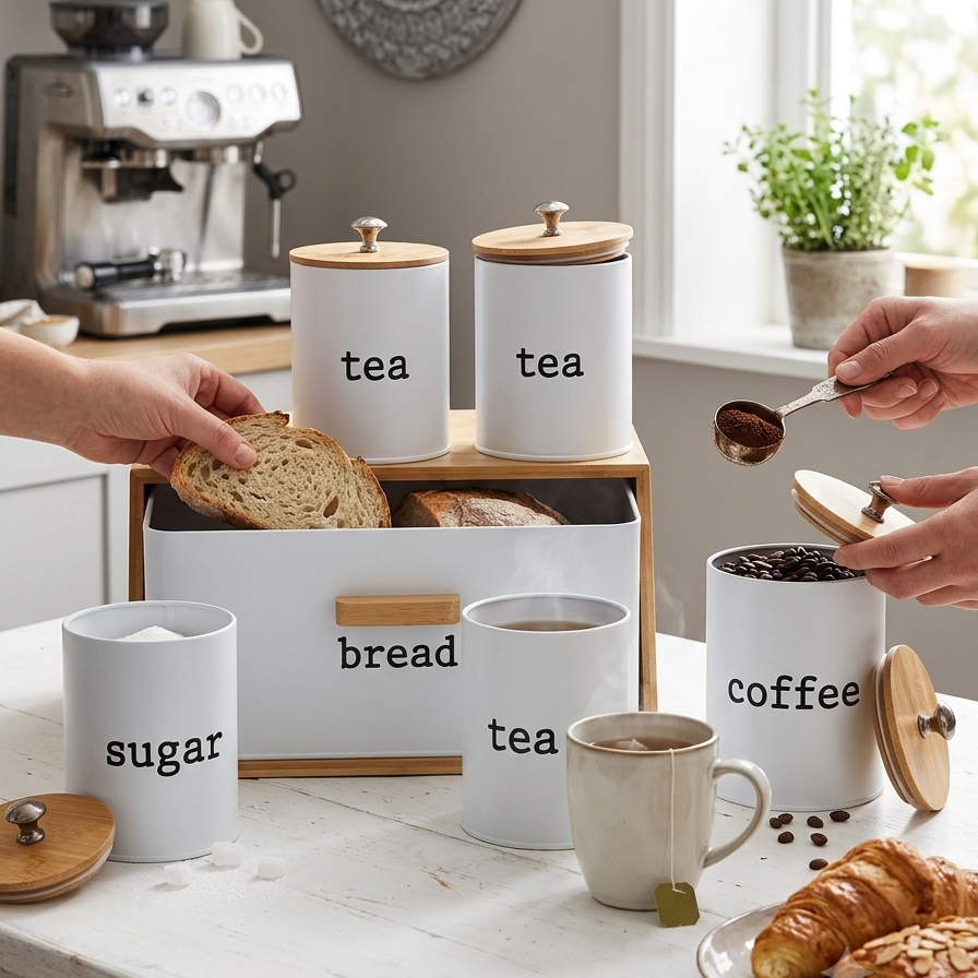 Ensemble de cuisine avec 3 bocaux | Stockage pratique
