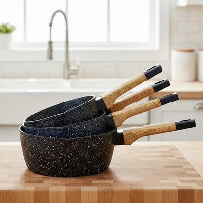 Set de 3 Casseroles en Granite I Haute Résistance & Zéro Accroche