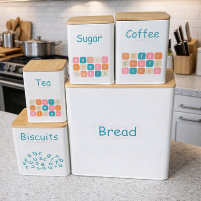 Set de Rangement Cuisine Premium 5 Pièces & Couvercles Bois