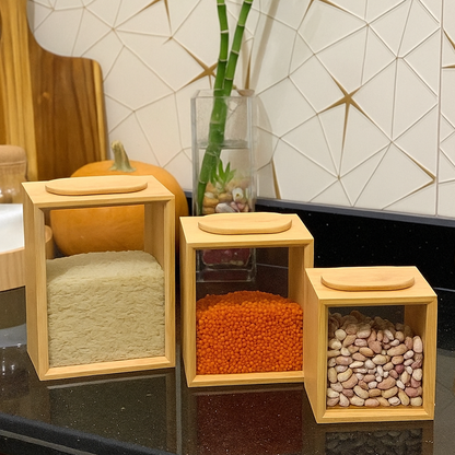 SET DE 3 BOCAUX EN BAMBOU