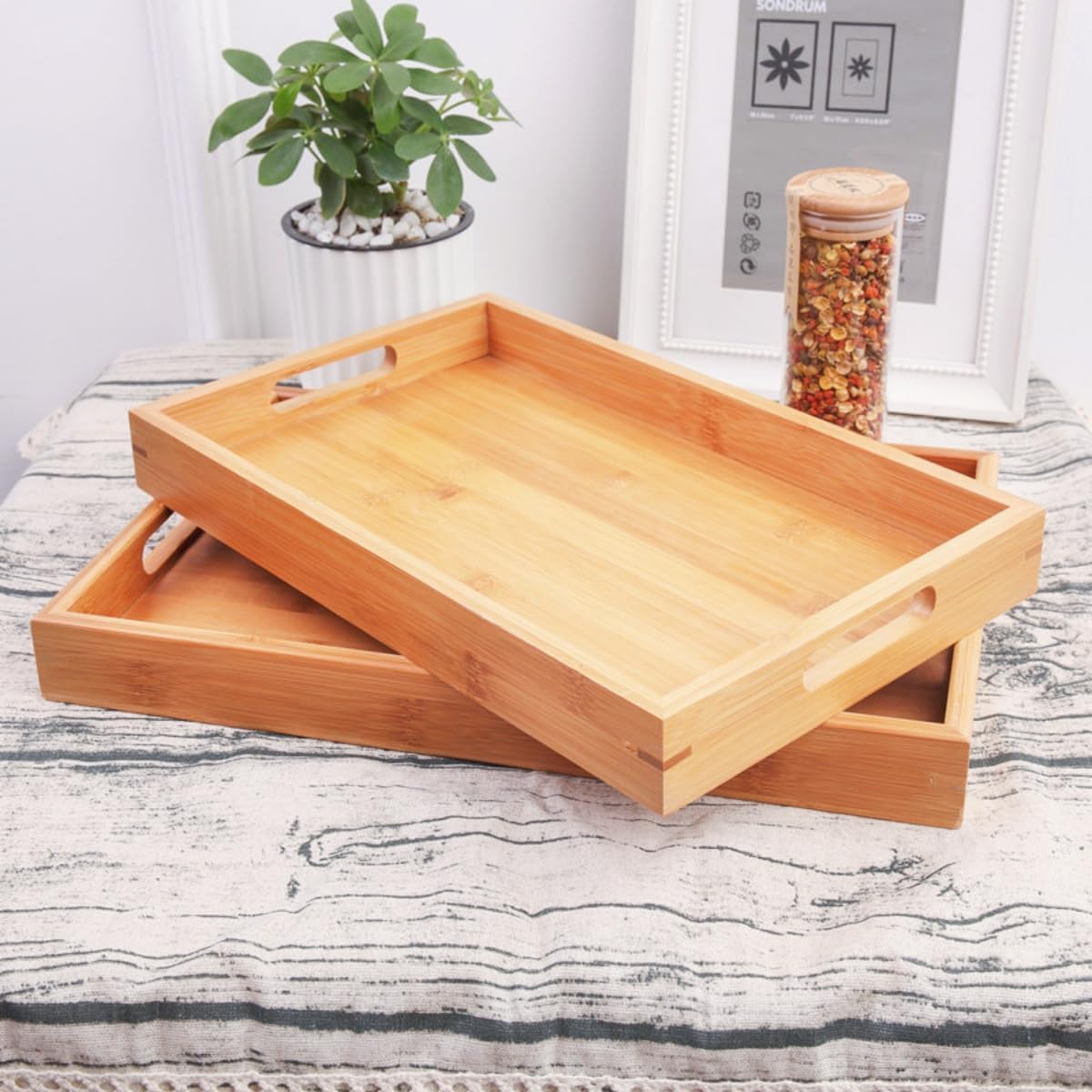 SET DE 3 PLATEAUX EN BAMBOU