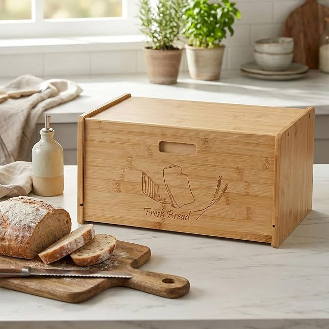 Boîte à Pain en Bambou Naturel I Conservation Fraîcheur