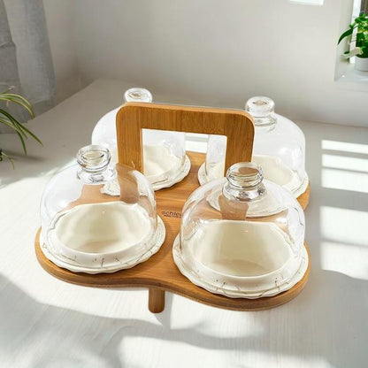PRESENTOIR EN PORCELAINE 4 PIECES
