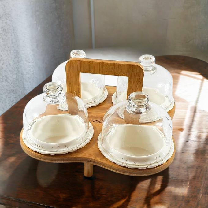 PRESENTOIR EN PORCELAINE 4 PIECES