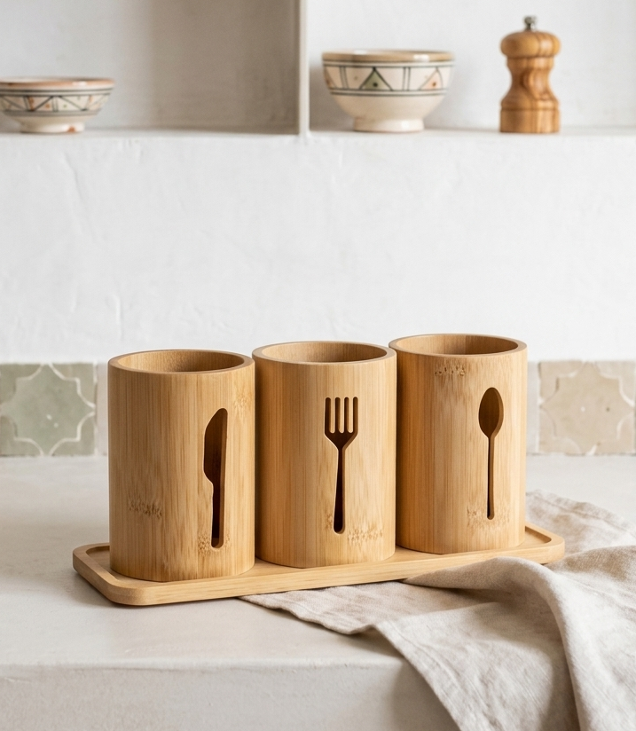 Porte-Ustensiles en Bambou I Chic & Ordonné