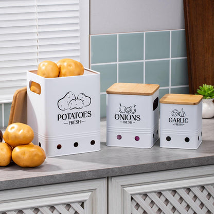 Lot de 3 Boîtes De Rangement I Légumes - Ail - Onion