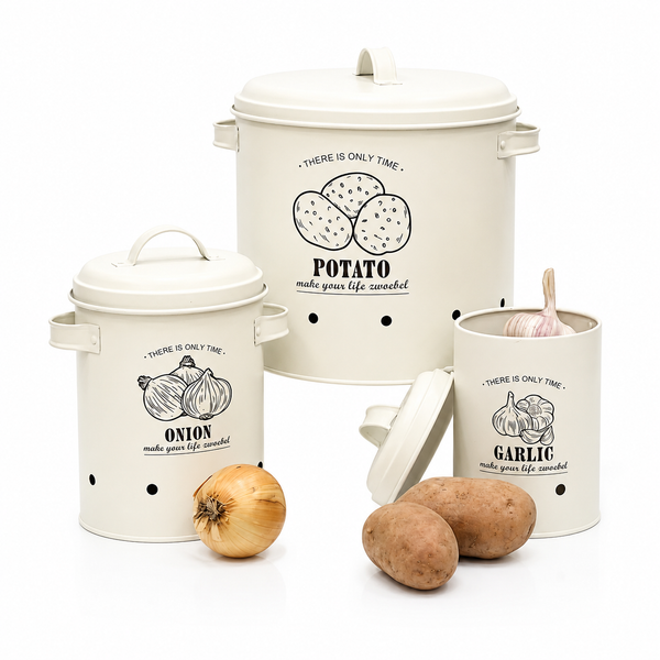 Lot de 3 Boîtes De Rangement I Légumes - Ail - Onion