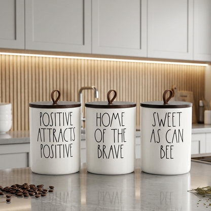 Ensemble de 3 Pots en Porcelain avec Support
