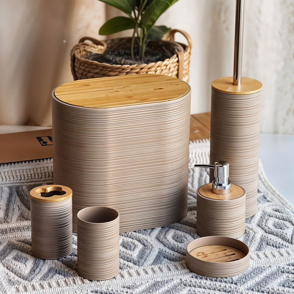 Set De Salle De Bain 8 Pièces En Bambou