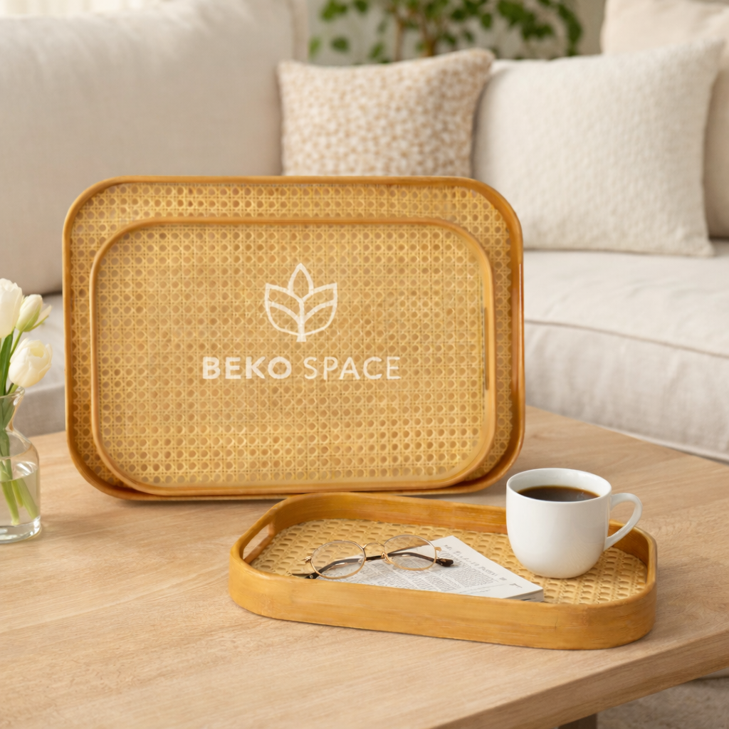 ENSEMBLE DE 3 PLATEAUX BAMBOU