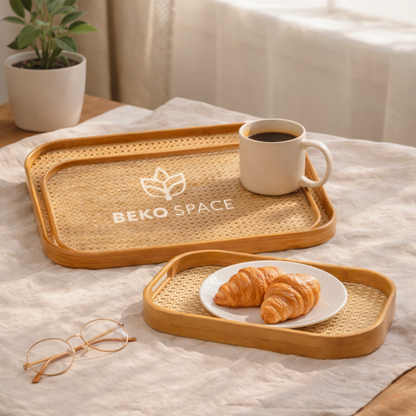 ENSEMBLE DE 3 PLATEAUX BAMBOU