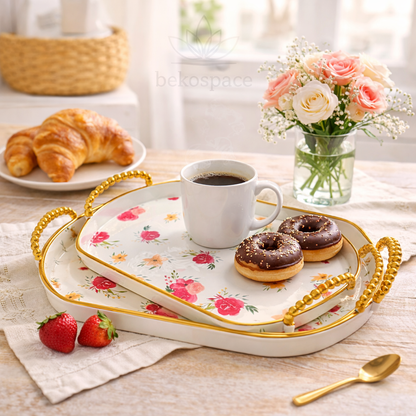 ENSEMBLE DE 3 PLATEAUX FLORAL