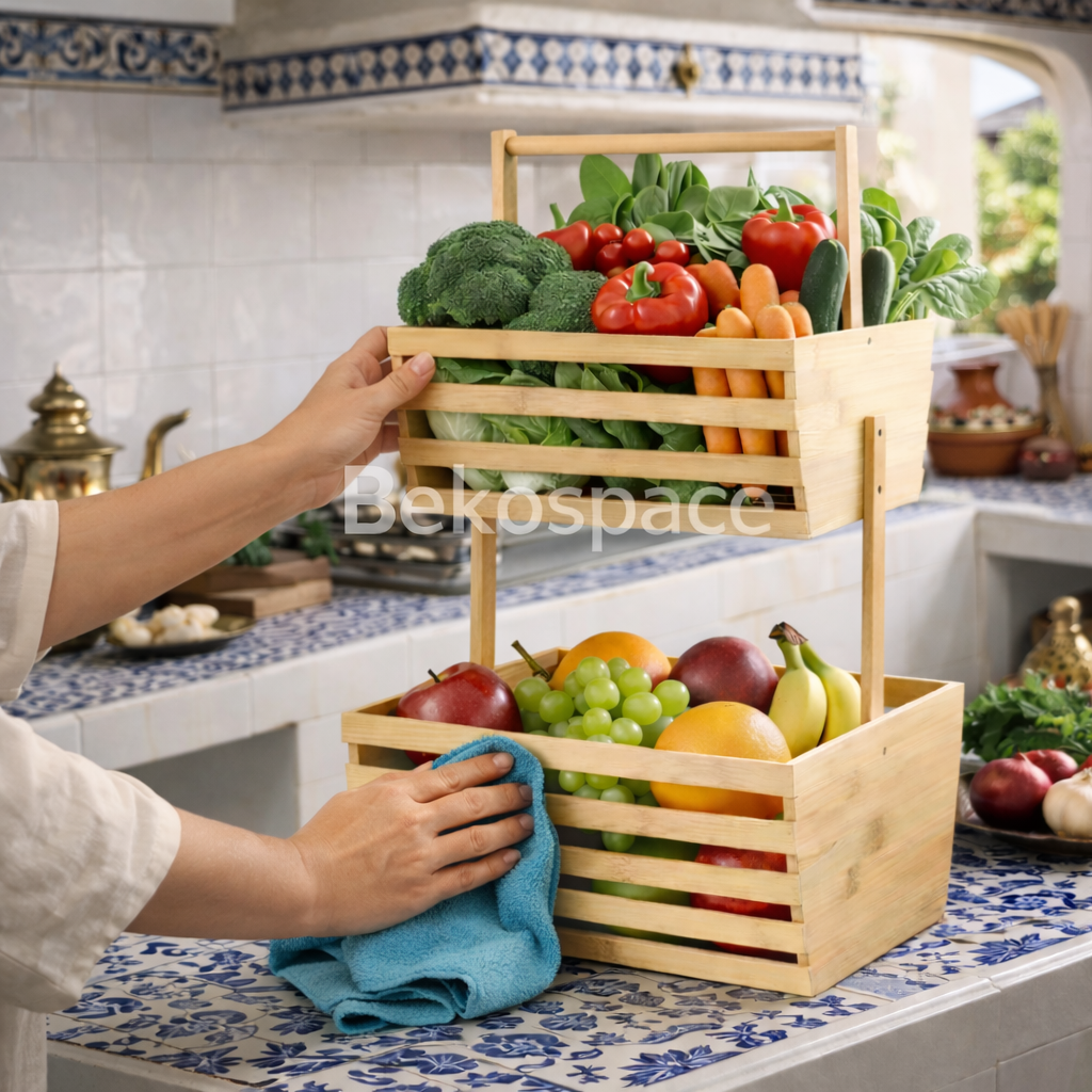 RANGEMENT 2 NIVEAUX EN BAMBOU