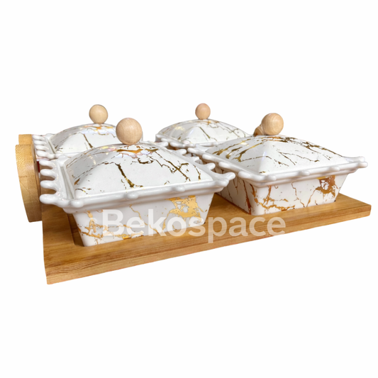 SET 4 RAMEQUIN EN PORCELAINE