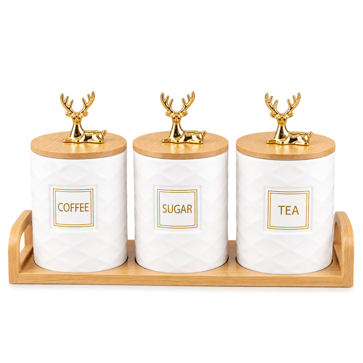 Trio de Pots en Porcelaine avec Support