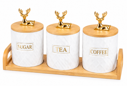 Trio de Pots en Porcelaine avec Support