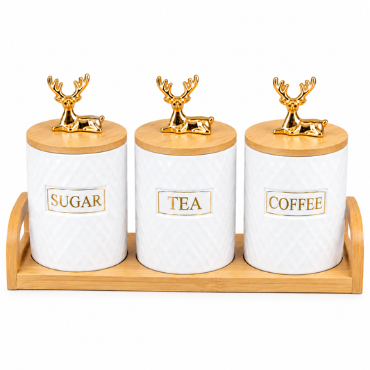 Set de 3 pots en porcelaine avec support I Pratique & Durable