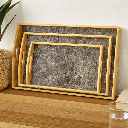LOT DE 3 PLATEAUX EN BAMBOU