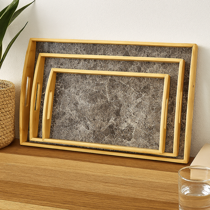 LOT DE 3 PLATEAUX EN BAMBOU