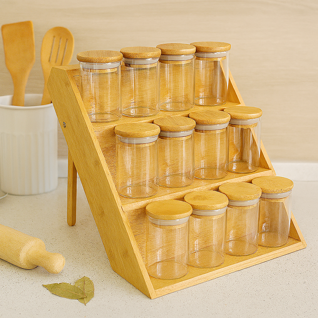 SET DE 12 PIÈCES À ÉPICES EN VERRE