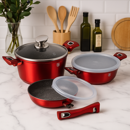 BATTERIE DE CUISINE FINITION BORDEAUX PREMIUM