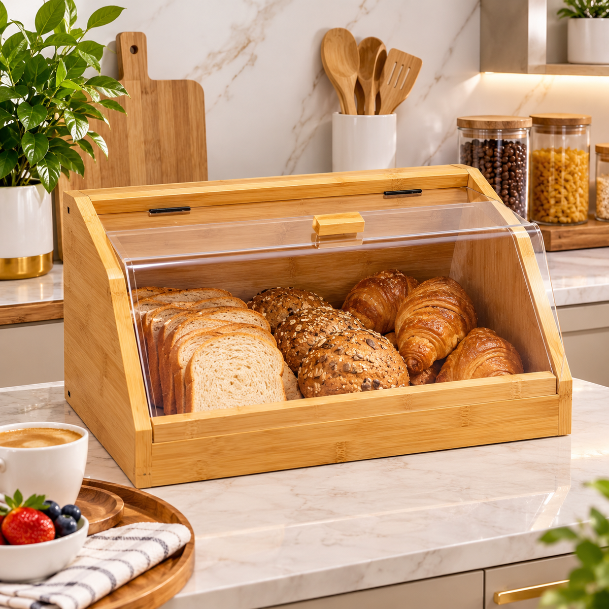 Boîte à Pain en Bambou Naturel | Design & Organisation Cuisine