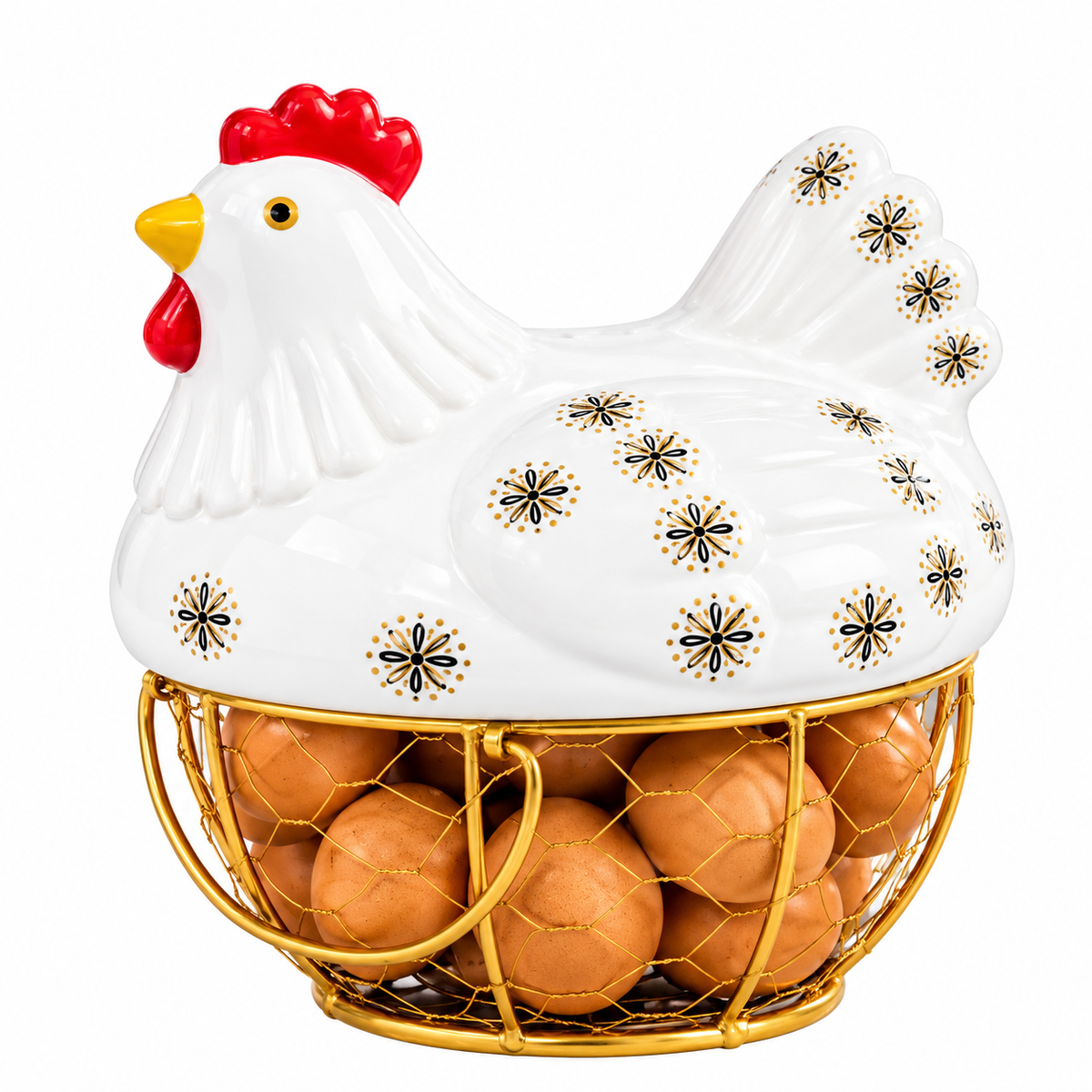 Panier à Œufs Poule en Céramique I Organisation moderne