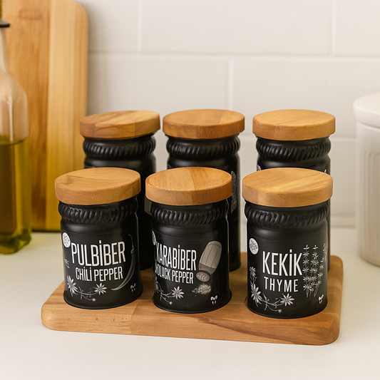 BOCAUX DE 6 PIÈCES EN MÉTAL NOIR