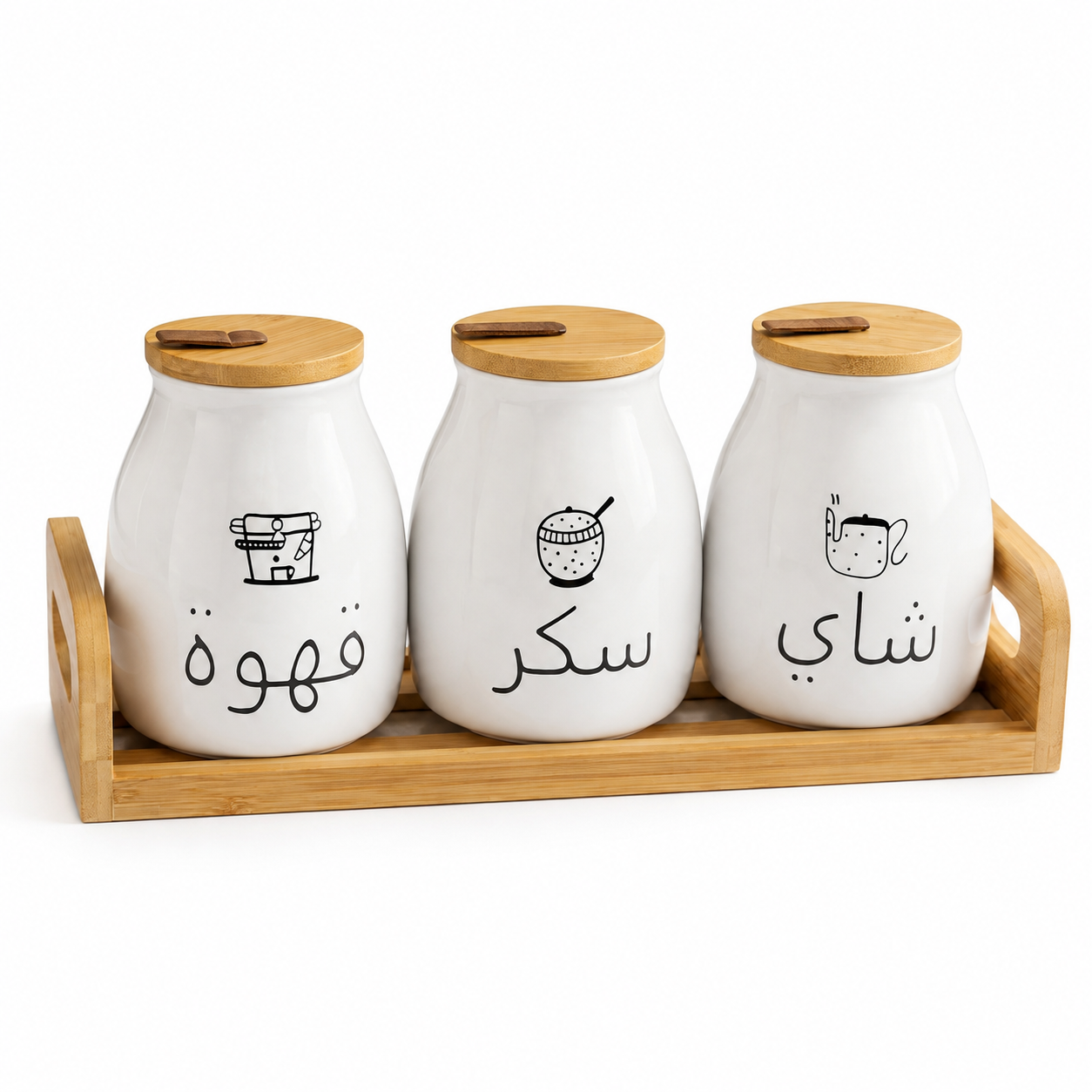 Trio de Pots en Porcelaine avec Support