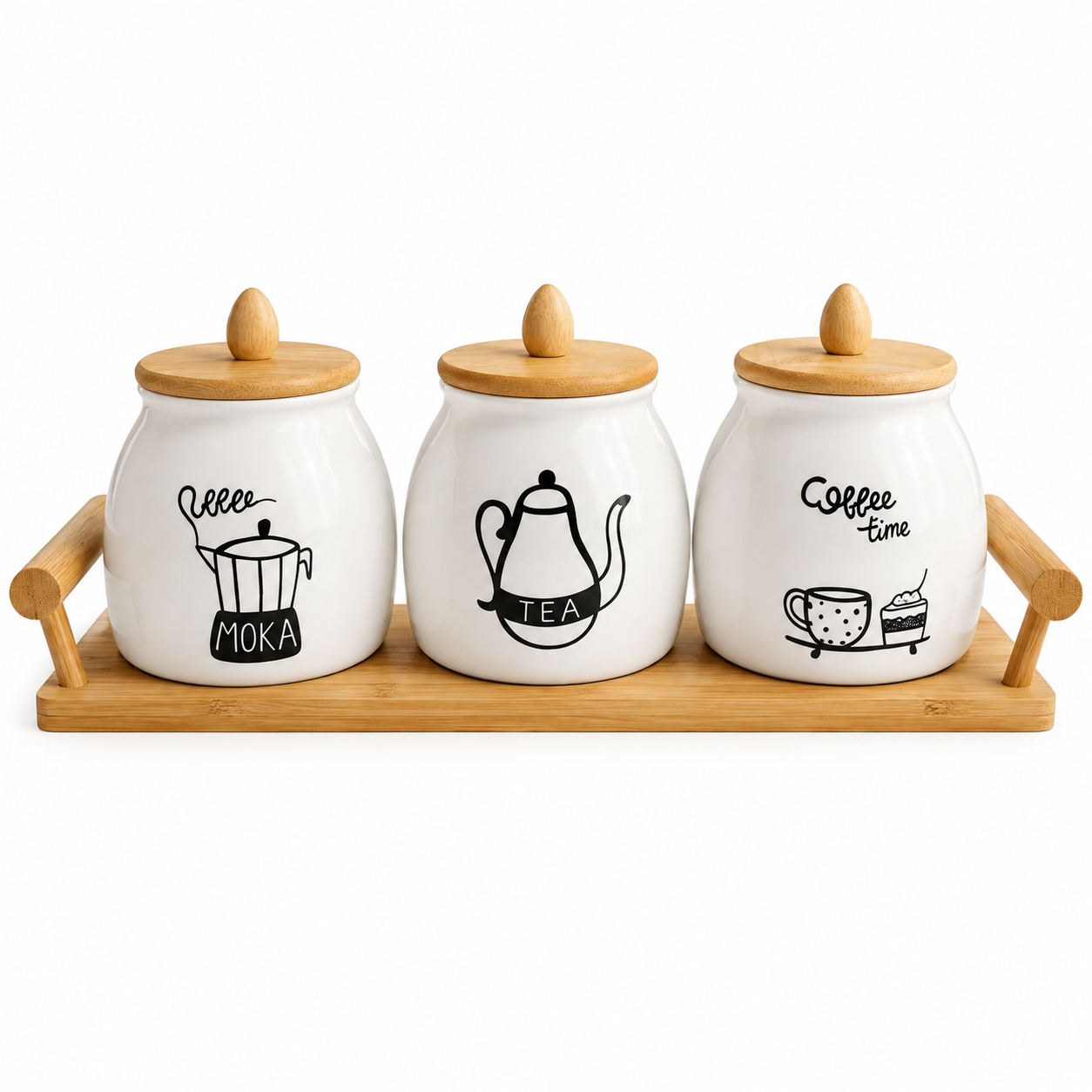 Trio de Pots en Porcelaine avec Support
