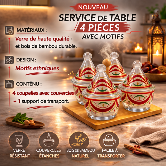 SERVICE DE TABLE 4 PIÈCES AVEC MOTIFS