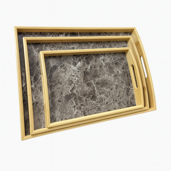 LOT DE 3 PLATEAUX EN BAMBOU