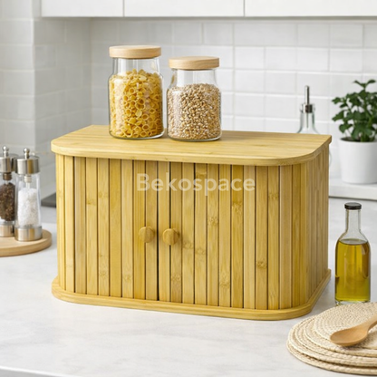 Organisateur de Cuisine en Bambou avec Rideau Coulissant